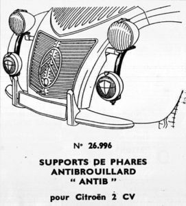 support de phare antibrouillard 2cv