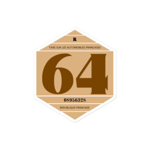 Autocollant Rond 2CV - Vignette Taxe Auto 1964