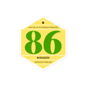 Autocollant Rond 2CV - Vignette Taxe Auto 1986